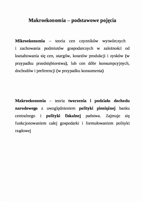 Podstawowe pojęcia z makroekonomii wykład Notatek pl