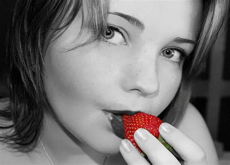 Black And White Strawberry Beauty Sexy Fruit Strawberry Sexy Woman