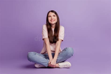 Portrait Of Lovely Cheerful Positive Girl On Yellow Background Stock