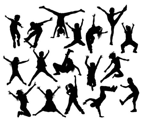 100,000 Children jumping silhouette Vector Images | Depositphotos