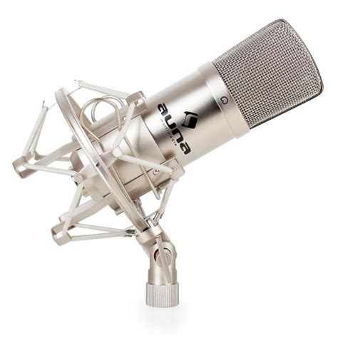 Studio Microphone Set W XLR Condenser Mic Silver Mic Table