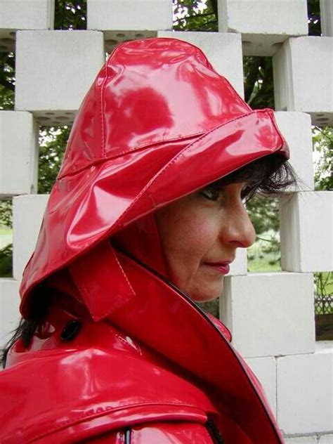 Red sou'wester | Rain wear, Raincoat fashion, Rainwear girl