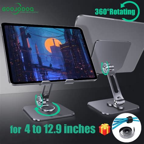 GOOJODOQ Tablet Stand Holder Metal Desk Laptop Holder 360 Rotation