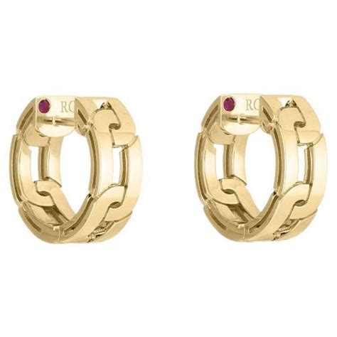 Roberto Coin Yellow Gold Navarra Small Hoop Earring 8883149ayer0 For Sale At 1stdibs