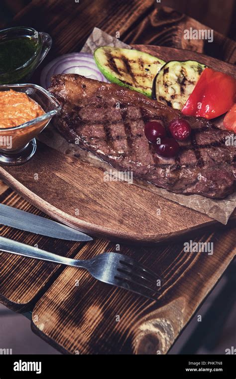 Grilled Beef Steak Stock Photo Alamy