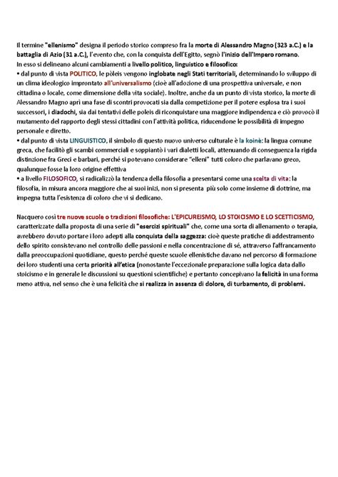 Epicureismo e Stoicismo: Analisi Storica e Filosofica - Studocu