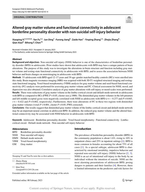 Altered Gray Matter Volume And Functional Connectivity In Adolescent