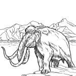 mewarnai gambar hewan purba Mammoth | Ebook Anak