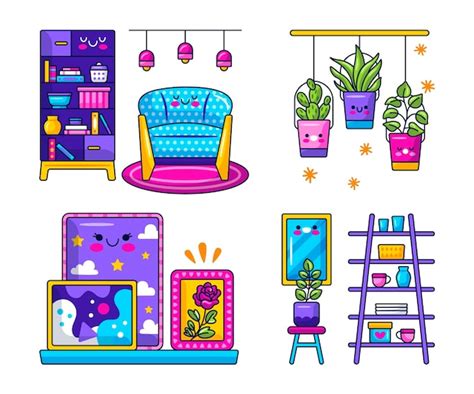 Premium Vector | Kawaii home decor stickers