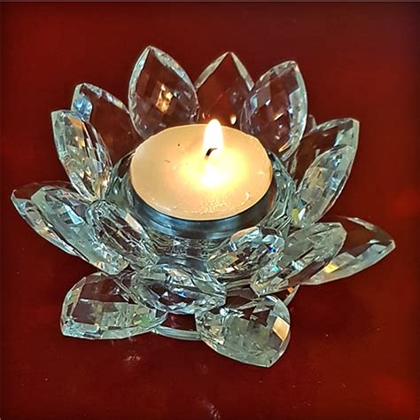 Bougeoir Fleur De Lotus En Cristal Mm Vibrations Cristallines