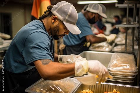 volunteers prepare food for homeless people Stock Photo | Adobe Stock