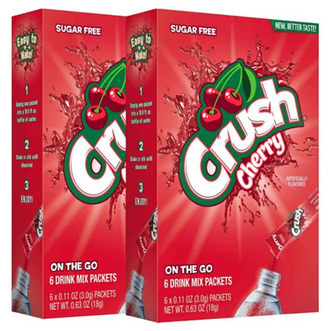 Crush Cherry Singles To Go Water Drink Mix Sugar Free Low Calorie Water