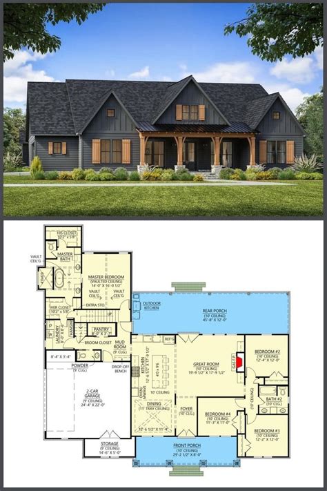 2 Story 4 Bedroom Modern Farmhouse With Outdoor Kitchen And Optional Game Room Floor Plan Artofit