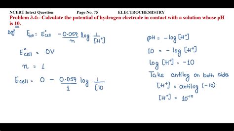 Calculate The Potential Of Hydrogen Electrode In Contact With A