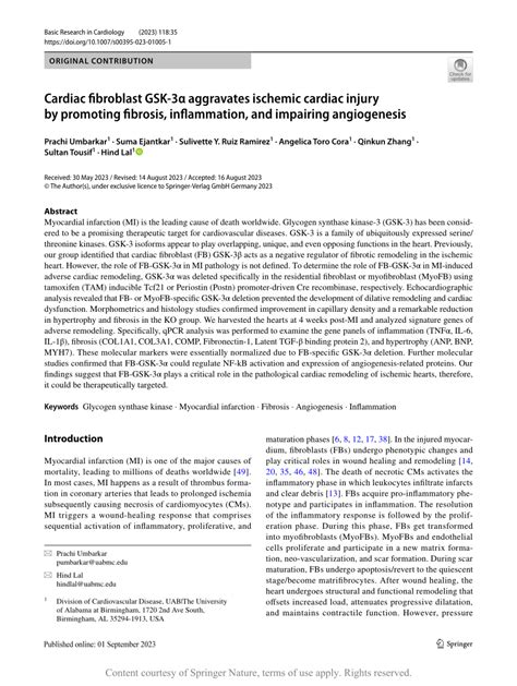 Cardiac Fibroblast Gsk Aggravates Ischemic Cardiac Injury By