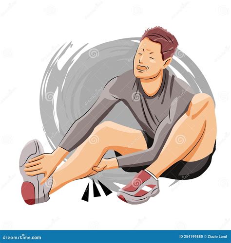 Man On The Ground Having Ankle Sprain Cartoon Vector | CartoonDealer.com #254199885