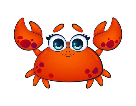 bright  colorful cartoon crab childrens vector illustration