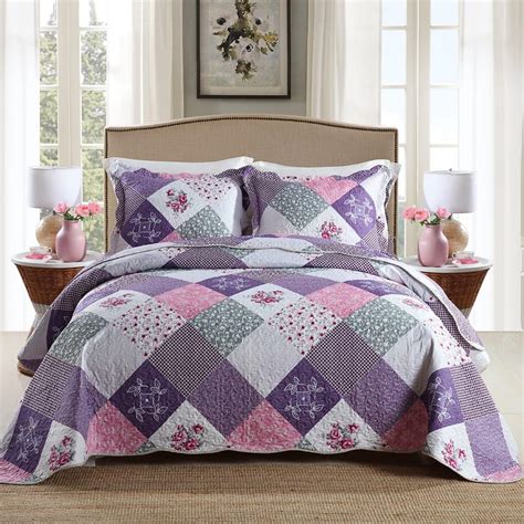 Qucover Purple Bedspread Superking Size Pieces Lightweight Microfiber