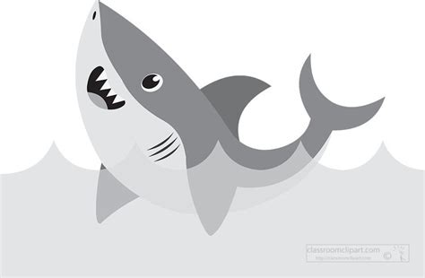 Animal Gray White Clipart-cartoon shark is swimming in the water mouth ...