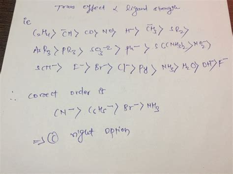 The correct increasing order of trans - effect of the following species is: