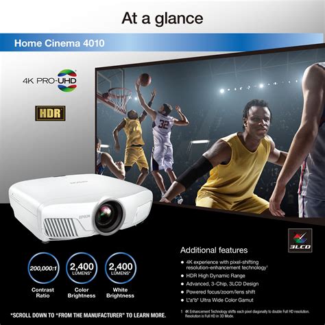 Epson Home Cinema 4010 4K PRO UHD 3 Chip HDR Projector