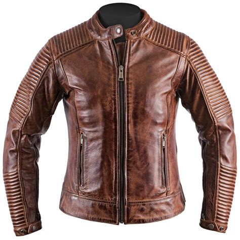 Blouson Moto Femme Helstons Razzia Cuir Rag Camel Vintage