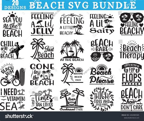 Beach Svg Bundle Summer Svg Bundle Royalty Free Stock Vector