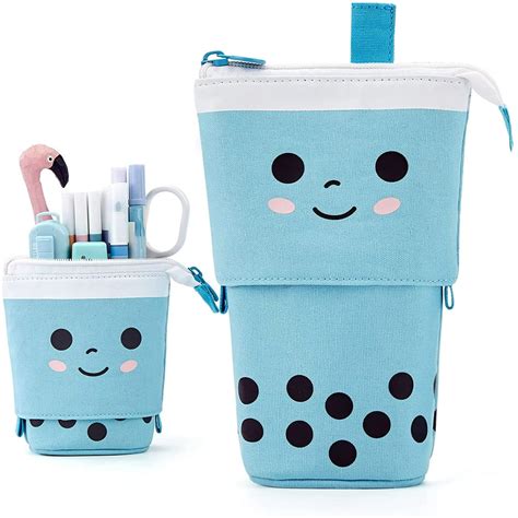 Cute Pencil Case Standing Pen Holder Telescopic Makeup Pouch Pop Up Cosmetics Bag Stationery ...