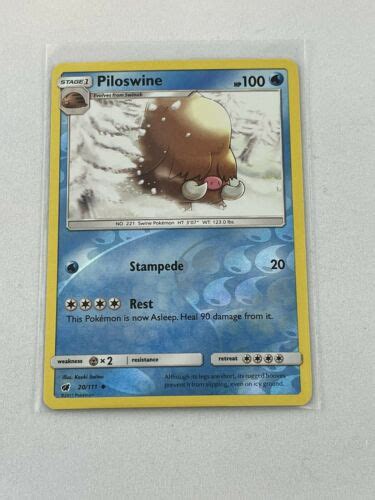 Piloswine Reverse Holo Ex Nm Sm Crimson Invasion Pokemon