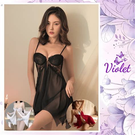 Jual Violet Lingerie Sexy Pakaian Malam Gaun Wanita Sexy Baju Tidur