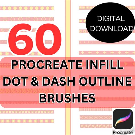 60 Dots Dashes Infill Procreate Brushes Polka Dots Border Line