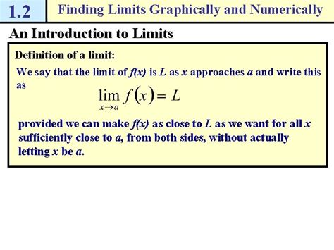 1 2 Finding Limits Graphically And Numerically An