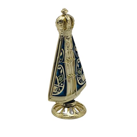 Adorno Imagem Metal Nossa Senhora Aparecida Dourado 9 Cm