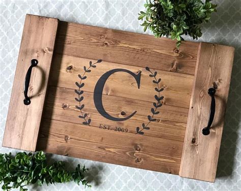 Monogrammed Serving Tray Serving Tray Wood Serving Tray Etsy