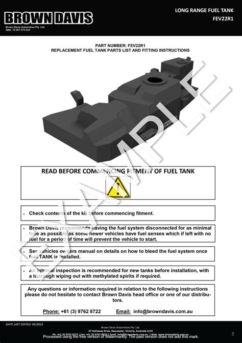 Toyota Hilux 2015 PRESENT 150 Litre Replacement Long Range Fuel