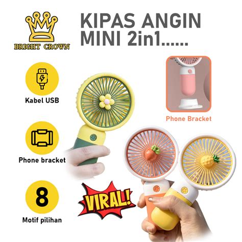 Jual Bright Crown Kipas Angin Genggam Mini Fan Motif Buah Bunga