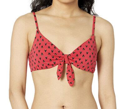 Nwot Billabong Women S Falling Light Knotted Trilet Bikini Top Red Size