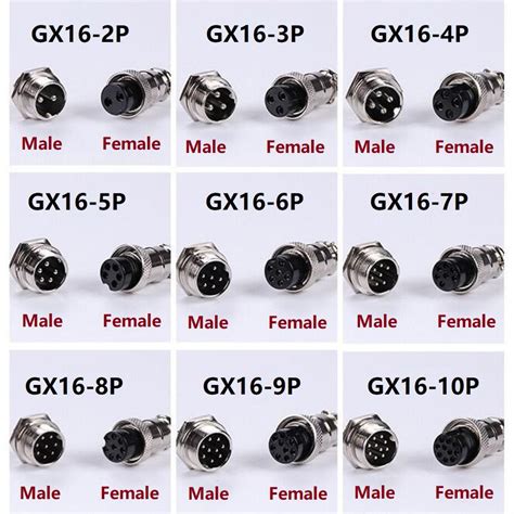 1set GX16 2 3 4 5 6 7 8 9 10 Pin Male Female 16mm Wire M16 GX16