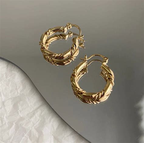 Gold Latch Back Hoop Earrings Vintage Inspired Gold Hoop - Etsy