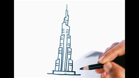 How To Draw The Burj Khalifa Drawing Step By Step Dubai Youtube