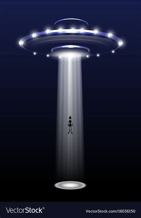 Ufo and alien on night background Royalty Free Vector Image