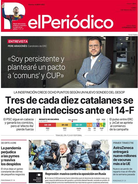 La Portada De El PeriÓdico Del 1 De Febrero De 2021