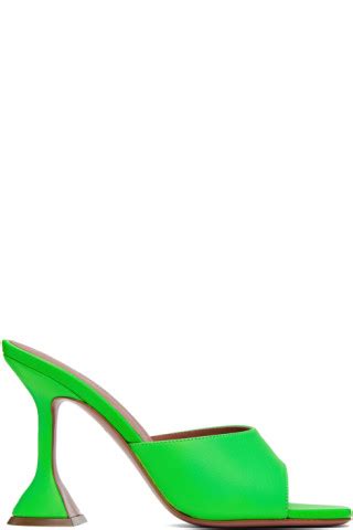 Green Lupita Slipper Heeled Sandals By Amina Muaddi On Sale