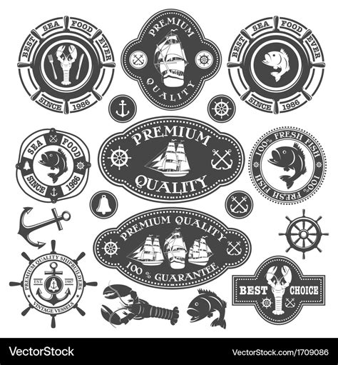 Nautical Labels Set Royalty Free Vector Image Vectorstock