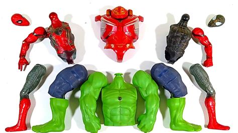 AVENGERS TOYS ASSEMBLE SPIDER MAN VS HULK SMASH VS BLACK SPIDER MAN VS