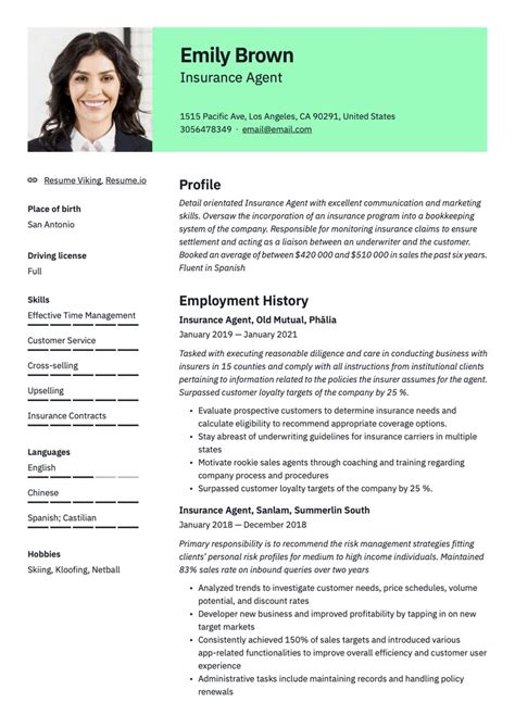 21 Insurance Agent Resume Examples And Guide 2024