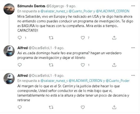 Sebastián Salazar Twitter Viral Invitó A Vladimir Cerrón A Cuarto Poder De Y Usuarios Le Dicen