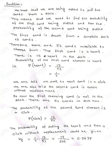 Solved Question Of Step Of Correct Two Cards Are Drawn