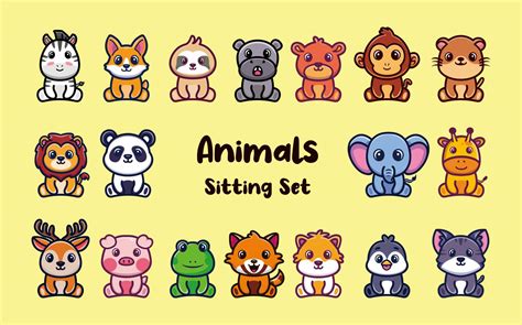 Set of animals sitting premium vector 7534438 Vector Art at Vecteezy