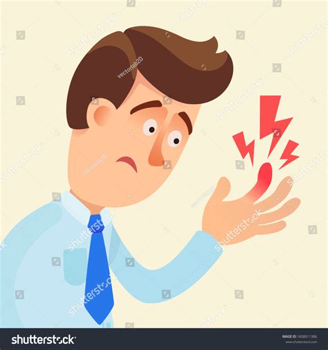 Bruised Finger Burn Sad Man Looks Stock Vector (Royalty Free ...